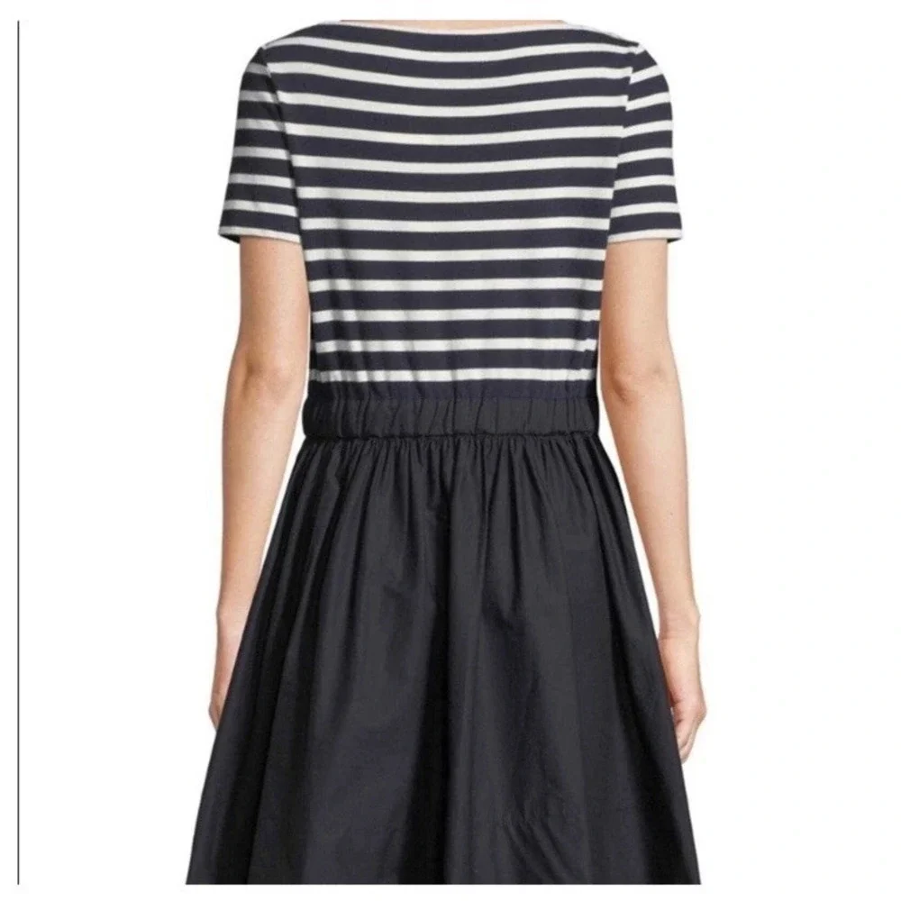 Kate Spade Broome Street Stripe Knit Mixed Media Dress Size XL Navy & White